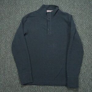 Relwen Sweater Mens Small Blue Mock Neck Henley Pullover Long Sleeve